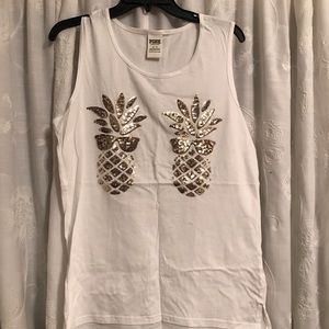 Pink sequin Pineapple muscle top